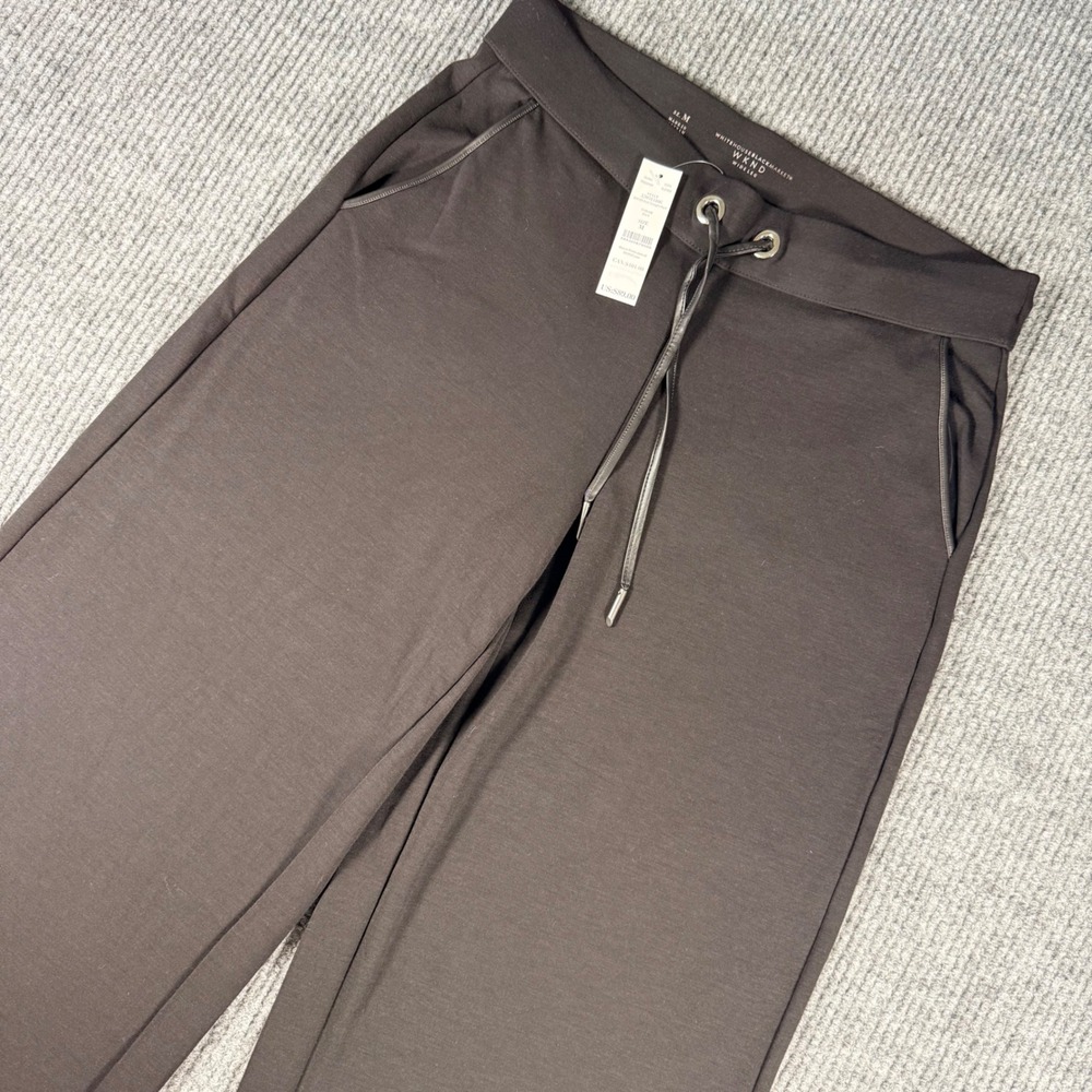 White House Black Market WKND Pants Womens M Black Wide Leg Knit Drawstring NWT